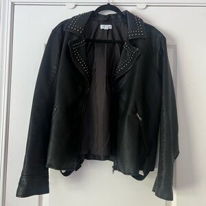 Elegant Black Studded Leather Jacket